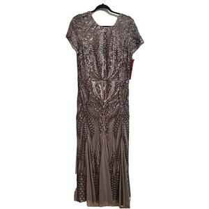 R&M Richards Sequin Embellished Midi Dress - Silver and Gray